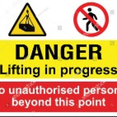 SIGNAGE-DANGER LIFTING IN PROGRESS CW PORTABLE A-STAND