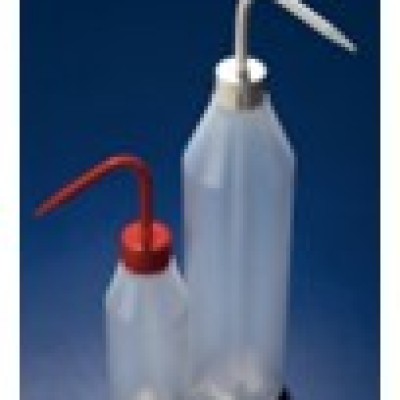 AZLON Wash Bottles, Slope shoulder, Plain, White Cap (1PK 5)