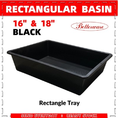 Black Plastic Tray Rectangular Basin (L400 X W300 X H100mm)