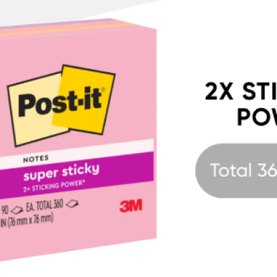 *3M Post-it Super Sticky Notes Flamingo Coll. 3x3 [90s x 4 Pads] - SINGLE PACK