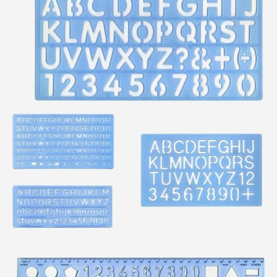 RULER Lettering stencil Set of 5 (4 Stencils & 12" Rulers) (DELIVER TO SABAH & LABUAN ONLY)
