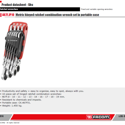 Facom 467BF Series 10-Piece Spanner Set