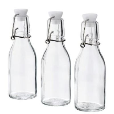 Bottle with stopper, clear glass, 15 cl - 3pack