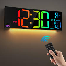 LARGE DIGITAL WALL CLOCK WITH REMOTE CONTROL 16.5 INCH LED LARGE DISPLAY COUNT FOR HOME