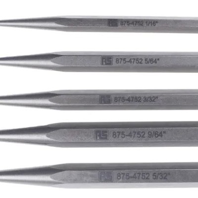 RS PRO 5-Piece Punch Set, Centre Punch, 1 16  5 32 in Shank