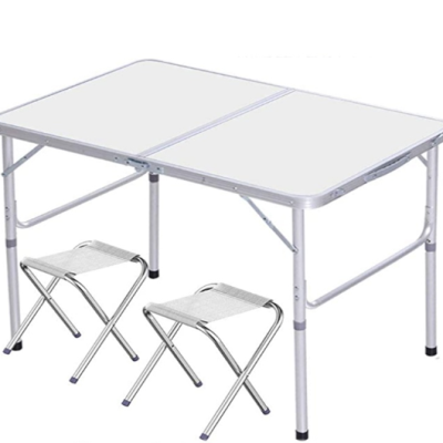 *120 x 60cm Folding Camping Table With 2 Chair Aluminium Foldable
