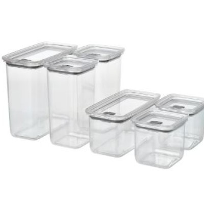 KORALLVIPPADry food jar with lid, set of 6, transparent