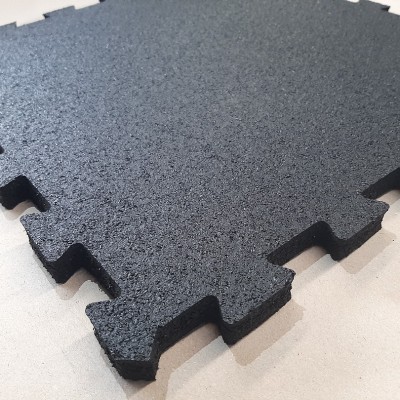 LUSH Interlocking Rubber Tiles Full Black 500x500x15mm