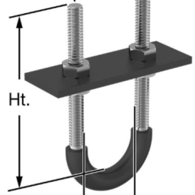 *RUBBER-CUSHIONED U-BOLT 304 SS, 1 4''-20 THREAD SIZE, 1-1 8'' ID