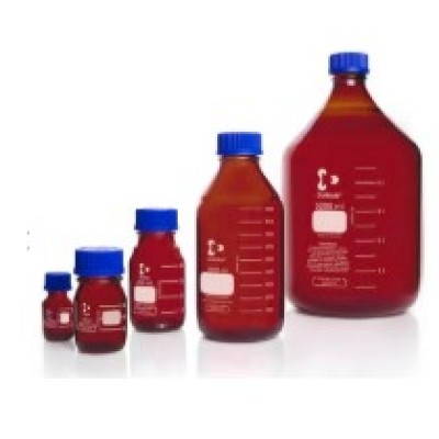 LAB. BOTTLE ROUND AMBER, 21806.3656 DURAN S-CAP & P-RING, 250ML, 1 PK OF 10