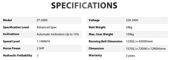 ZERO BRAND, ZT2000 TREADMILL