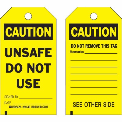 BRADY Y74670 Accident Prevention Tags - UNSAFE DO NOT USE