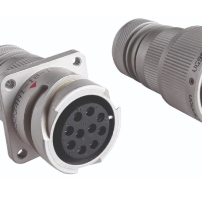 ITT Cannon CA3108R12S-3S Circular Right-Angle Plug Connector, MIL-DTL-5015 Series, 2 Contacts, Size 12S, Bayonet Coupling, Solder Termination