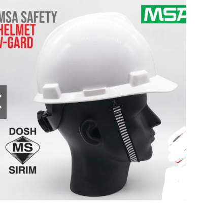 MSA 475369 V-Gard Full Brim Hard Hat, Chinstrap 88128 with SHELL logo