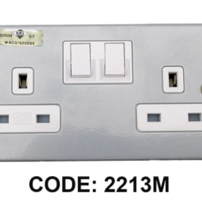 UMS 2213M METAL CLAD (13A) 2 GANG SWITCHED SOCKET -3pcs