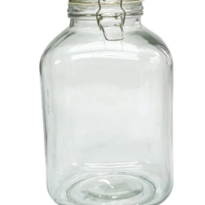 *5 Litre Glass Square Clip Jar