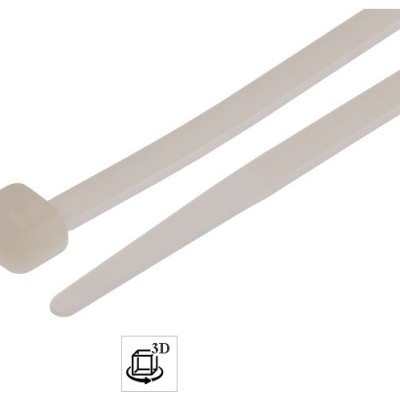 RS PRO Cable Tie, 385mm x 4.8 mm, Natural Nylon, Pk-100