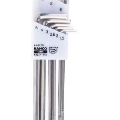 Bahco 9 piece L Metric Hex Key Set, Hex size 1.5 to 10 mm BE-9770I