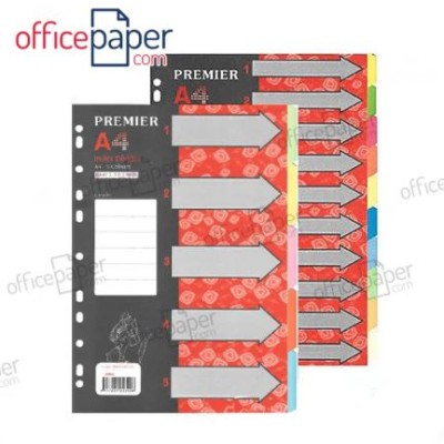Paper A4 Color Index Divider File Filing Separator 10colour (5sets of 10 colour each pack) (50sheets total)