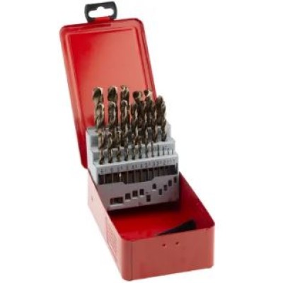 RS PRO 25-Piece Twist Drill Bit Set for Metal, 13mm Max, 1mm Min, HSS-E Cobalt Bits