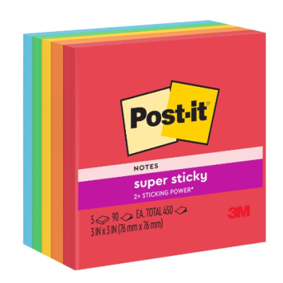 *3M Post-it Super Sticky Notes Playful Primaries Coll 3x3 [90s x 4 Pads]