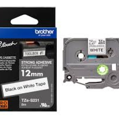 TZE-S231 TAPE, BLACK ON WHITE, 12MM