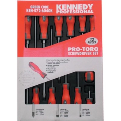 KENNEDY KEN5726040K PRO-TORQ FLARED PARALLEL PHILLIPS SCREWDRIVER SET 12PCE