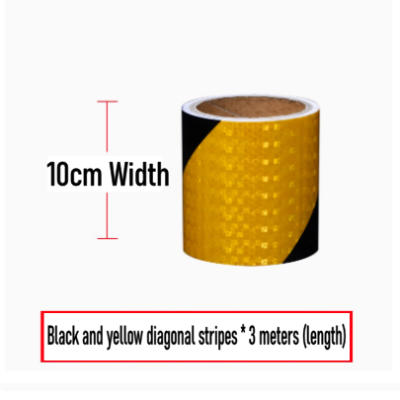 Black and yellow warning tape reflective strips zebra crossing floor Marking (10cmx3meter)