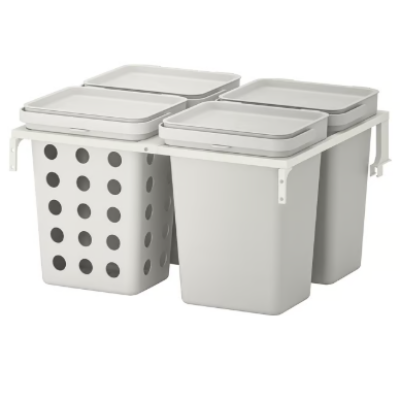 HLLBAR Waste sorting solution, for METOD kitchen drawer ventilated light grey, 40 l