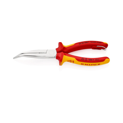 *Knipex Long Nose Pliers, 200 mm Overall, Angled Tip, VDE 1000V, 73mm Jaw
