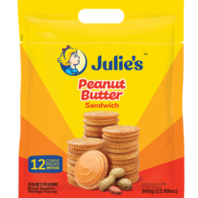 *360g Julies Peanut Butter Sandwich (12 Convi Packs) [5PACKS]