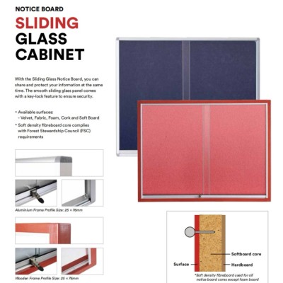 *SLIDING GLASS CABINET NOTICE BOARD (4ft x 3ft)