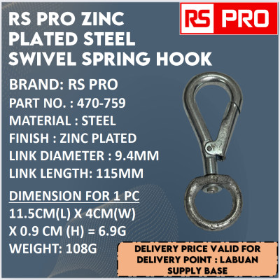 RS PRO ZINC PLATED STEEL SWIVEL SPRING HOOK