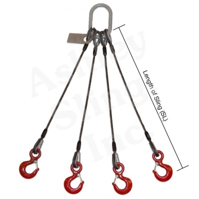 BRIDLE SLING 4-LEGGED WIRE ROPE SLING 24MM X 12FT