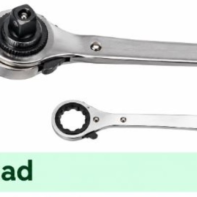 WRENCH SINGLE HEAD RATCHET, & SPUD 12-POINT 32MM