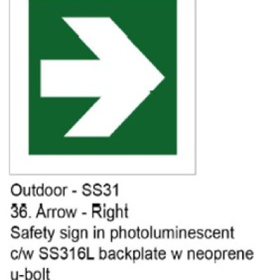 SS316 backplate with photoluminescent Sticker (Arrow Right)