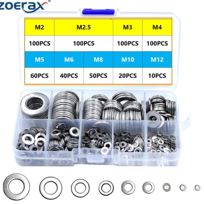 Zoerax M2-M12 Stainless Steel Washers Assortment Kit