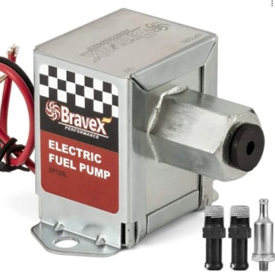 Bravex 2.5-4 Psi Inline Electric Fuel Pump for Car Universal Dc 12V Square