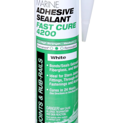 3M Marine Adhesive Sealant Fast Cure 4200 (06560)  Semi-Permanent Flexible Adhesive Sealant for Boats and RVs  White - 10 fl oz (295 ml)