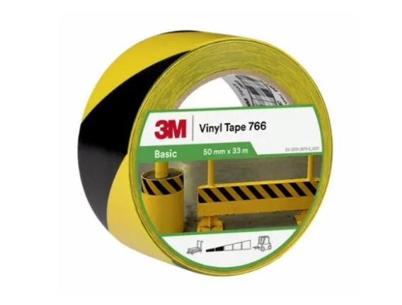 Tape : 3M 766 Black      /      Yellow Vinyl Lane Marking Tape, 50mm x 33mm