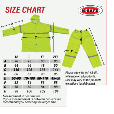 MSafe PVC Raincoat with Reflector, M~2XL, Jacket + Pants