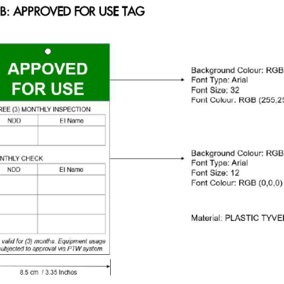 PVC WATERPROOF STICKER: APPROVED FOR USE TAG