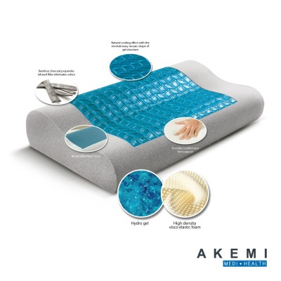 *AKEMI M+H Contour Hydro Gel Bamboo Charcoal Memory Pillow