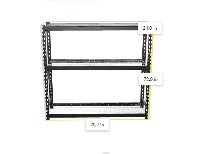 Muscle Rack 77"W x 24"D x 72"H 3-Tier Steel Welded Storage Rack, 4, 500 lb.