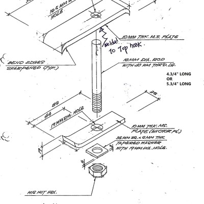 T-BOLT CS C W ANCHOR PLATE. TAPERED WASHER, NUT, 5 8" X 4.3 4" LONG, ALL GALV'D