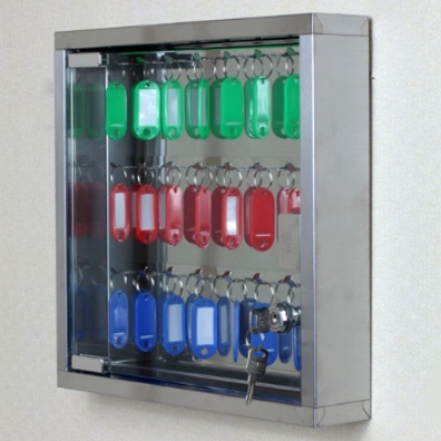 *Glass Panel Stainless Steel Key Box 24 Keys
