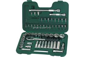 SATA 09007 58pcs 1  /  2"Drive 6pt Metric Socket Set