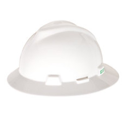 MSA 475369-A (Full Brim) V-Gard Hard Hat with  MSA 88128 Elastic Chinstrap, with SHELL logo