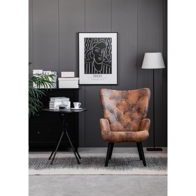 Wing Chair European Style - PU Leather (Brown)