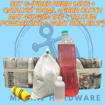Fiber Resin Repair Kit Set   Fiber Resin   Catalyst   Talcum Powder   Fiber Cloth Mat